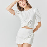 Twist Detail Cropped Knit Top