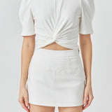 Twist Detail Cropped Knit Top