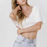 Square Neckline Short Sleeve Top