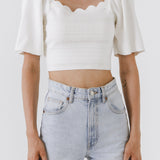 Square Neckline Short Sleeve Top