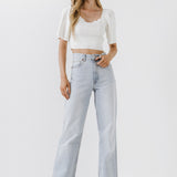 Square Neckline Short Sleeve Top