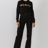 Merci Lettering Beads Sweatshirt