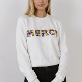 Merci Lettering Beads Sweatshirt
