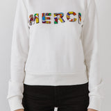 Merci Lettering Beads Sweatshirt