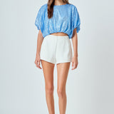 Sequins Cropped Puff Top