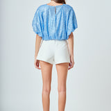 Sequins Cropped Puff Top