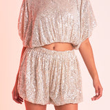 Sequins Cropped Puff Top
