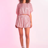 Sequins Cropped Puff Top