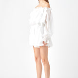 Off the Shoulder Ruffled Romper