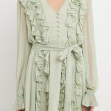 Button Down Ruffle Mini Dress