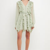 Button Down Ruffle Mini Dress