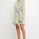 Button Down Ruffle Mini Dress