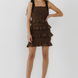 Ruffle Detail Smocked Mini Dress