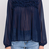Lace Detail Pleated Blouse