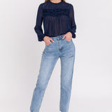 Lace Detail Pleated Blouse