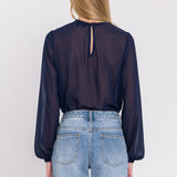 Lace Detail Pleated Blouse