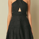 Halter Neck Lace Trim Dress