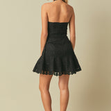 Halter Neck Lace Trim Dress