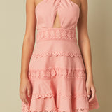 Halter Neck Lace Trim Dress