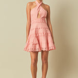 Halter Neck Lace Trim Dress