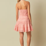 Halter Neck Lace Trim Dress