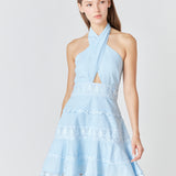 Halter Neck Lace Trim Dress