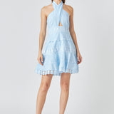 Halter Neck Lace Trim Dress