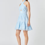 Halter Neck Lace Trim Dress