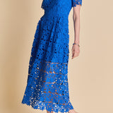 All Over Lace Short Sleeves Midi Dress