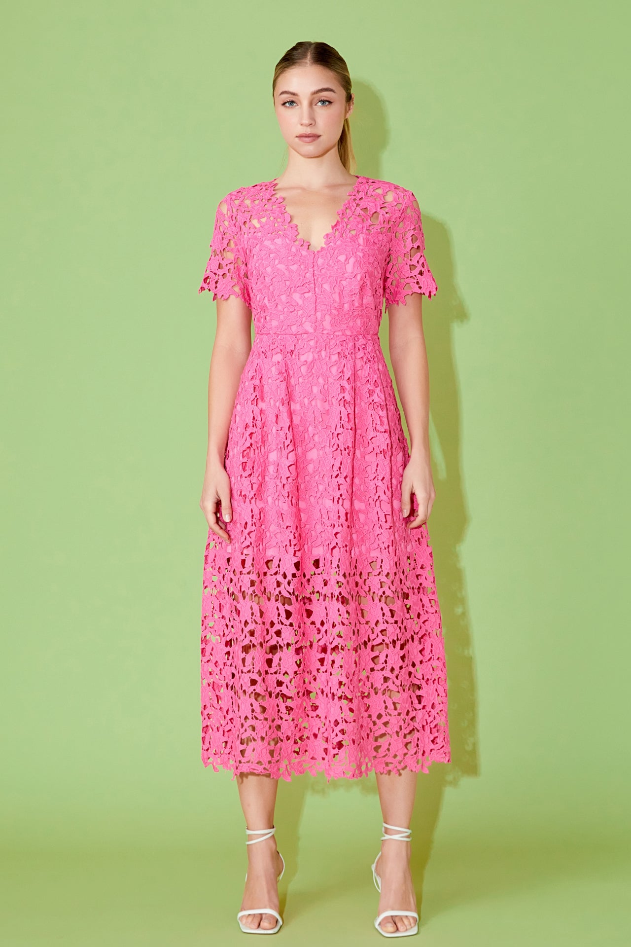 All Over Lace Short Sleeves Midi Dress – Endless Rose