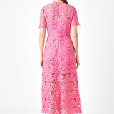 All Over Lace Short Sleeves Midi Dress