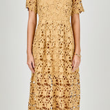 All Over Lace Short Sleeves Midi Dress