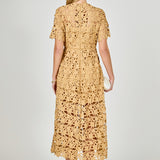 All Over Lace Short Sleeves Midi Dress