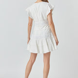 Lace Trimmed Ruffle Sleeve Dress with Cutout