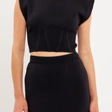 Cinched Waist Sleeveless Knit Top