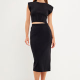 Cinched Waist Sleeveless Knit Top