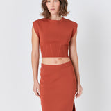 Cinched Waist Sleeveless Knit Top