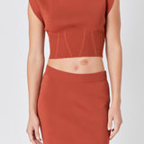Cinched Waist Sleeveless Knit Top