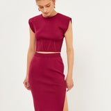 Side Slit Detailed Knit Midi Skirt