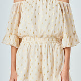 Foil Print Off-Shoulder Romper