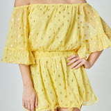 Foil Print Off-Shoulder Romper