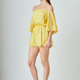 Foil Print Off-Shoulder Romper