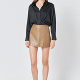 Pu Slit Detail Skort