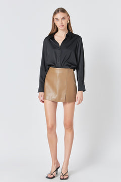 Pu Slit Detail Skort