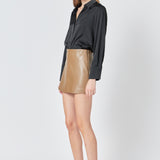 Pu Slit Detail Skort