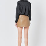 Pu Slit Detail Skort