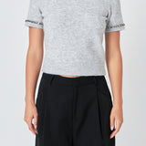 Trimmed Knit Short Sleeve Top