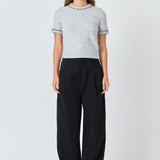 Trimmed Knit Short Sleeve Top