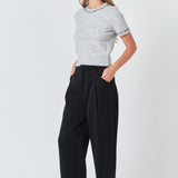 Trimmed Knit Short Sleeve Top