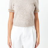 Trimmed Knit Short Sleeve Top